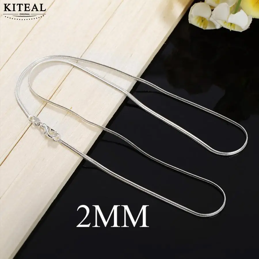 Kiteal Золото Цвет/посеребренные цепочки и ожерелья 1 мм 16 18 20 22 24 26 28 30 дюймов змея цепи воротник de Prata 925 штамп Лидер продаж - Окраска металла: 2mm silver
