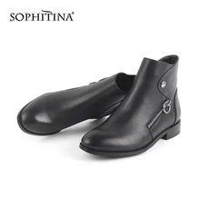 SOPHITINA/модные ботинки с металлическими украшениями; Высококачественная обувь из натуральной кожи на квадратном каблуке; Новая однотонная обувь; женские ботильоны; SC503
