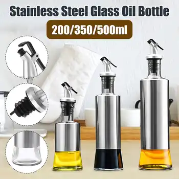 

200/350/500ml Kitchen Baking Oil Sprayer Cooking Seasoning Bottle Dispenser Sauce Bottle Glass Storage Bottles for Oil Vinegar