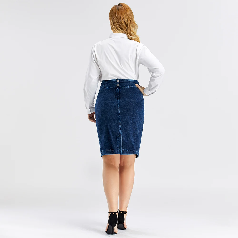 LIH HUA Женская Повседневная джинсовая юбка размера плюс с высокой гибкостью