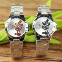 Mickey Mouse Minni Steel Quartz Watch Cartoon Children Watches Crystal Diamond Ladies Student  Women Anime Clock Girls Golden 1