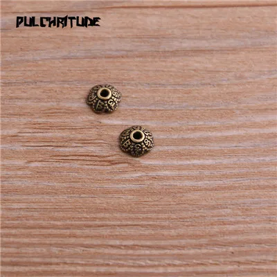 PULCHRITUDE, 100 шт, 3*8*8 мм, два цвета, бусины, колпачки, шарм, полые, цветок, буквы, подвески, ювелирные аксессуары, сделай сам, сосуд, подвески - Окраска металла: Покрытие антикварной бронзой