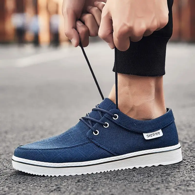 

New Arrival Spring Summer Comfortable Casual Shoes Mens Canvas Shoes For Men Lace-Up Brand Fashion Flat Loafers Shoe 44