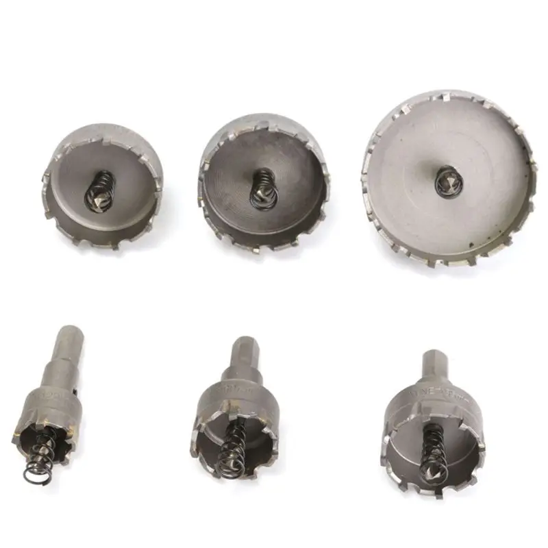 

6Pcs/set Carbide Tipped TCT Drill Bit Set Stainless Steel Alloy Hole Saw Cutter Tool 22mm/30mm/35mm/45mm/50mm/65mm