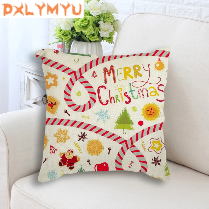 

Christmas Cushion Cover Merry Christmas Decorative Pillow case Santa Claus Throw Pillow Cover Square Pillowcase for Sofa 45x45
