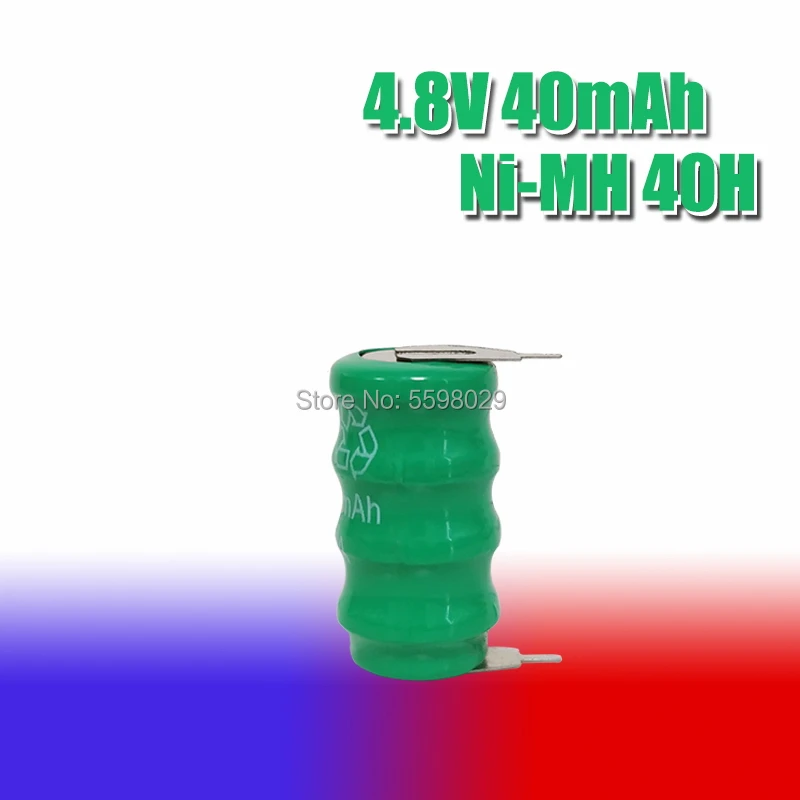 Никель металлогидридный перезаряжаемый кнопочный аккумулятор 4 8 в 40 мАч с