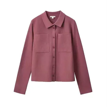 

Women Knnited Cardigan Auutumn New 2020 Long Sleeve Tops Cotton Clothing Square Collar