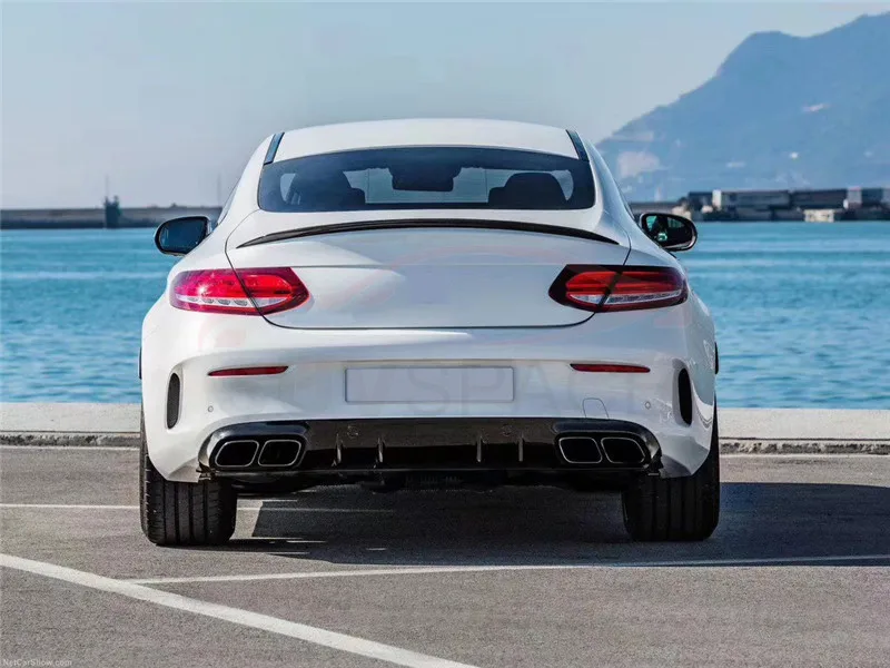 Car Rear Bumper Diffuser Lip Spoiler Fit For Mercedes-Benz C205 non for C63 AMG