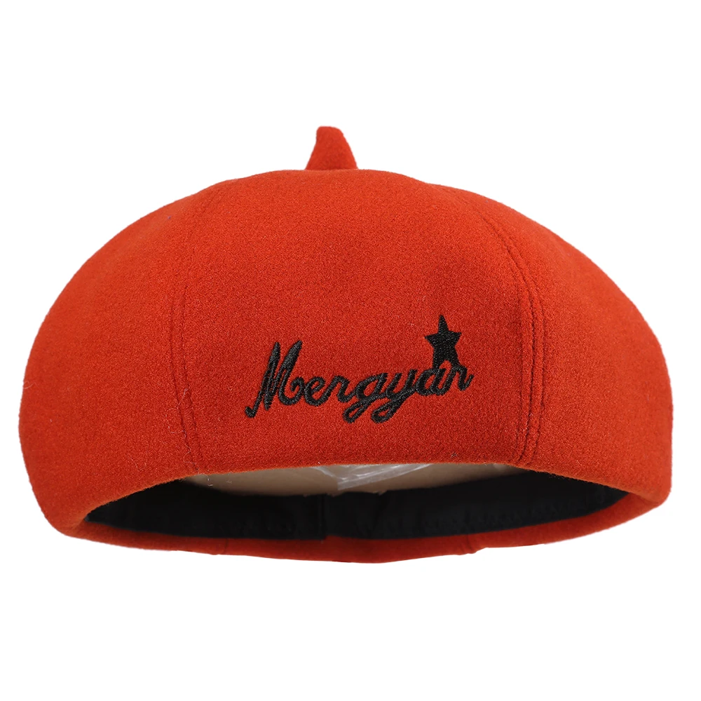 Kajeer, новинка, женская зимняя шапка, берет, женская, хлопок, шерсть, одноцветная, восьмиугольная шапка, шапка, дикая надпись, вышивка, шапка художника - Цвет: J red