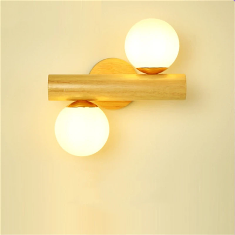 

Nordic Bedside Bedroom Wall Light Wood Creative Living Room Background Wall Aisle Lights Modern Minimalist Interior Lights