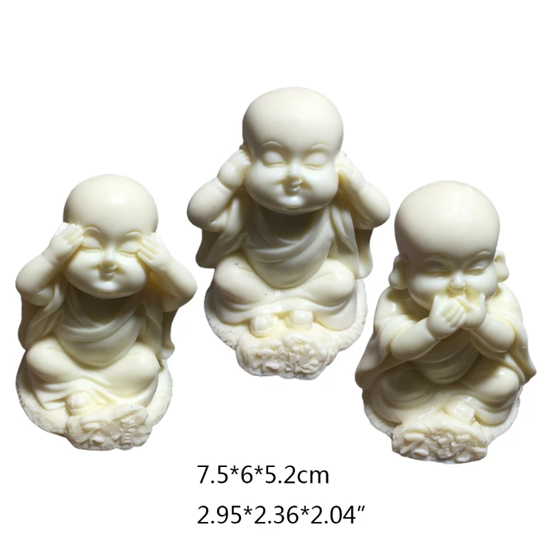 3 Pcs Cute Meditating Monks Figurines Statue Tea Pet Desktop Ornament Baby Statues Crafts Zen Sculpture Home Décor | Дом и сад