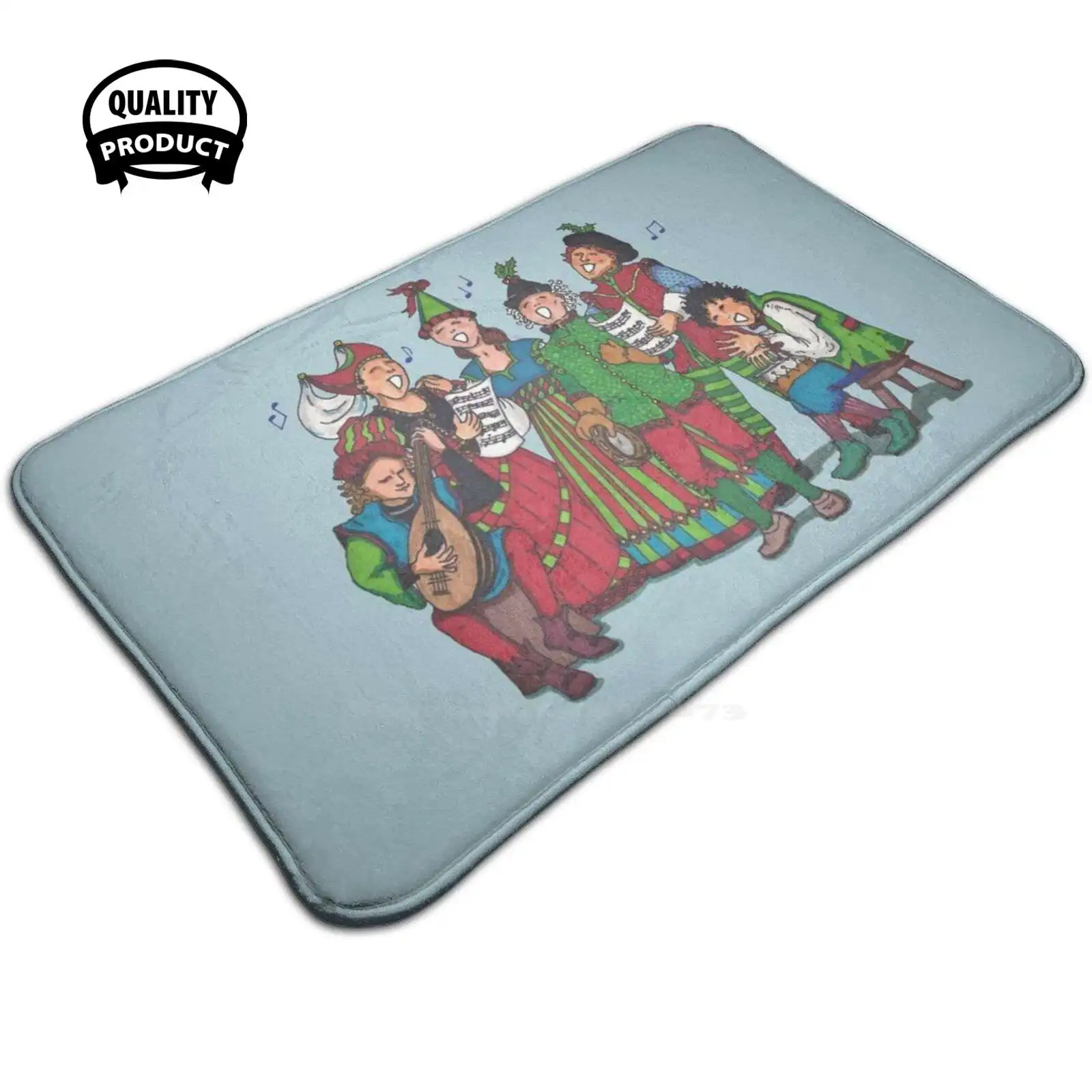 Renaissance Holiday Carolers Soft Foot Pad Room Goods Tappeto Cantanti Chorale Carolers Lute Renaissance Xmas Christmas