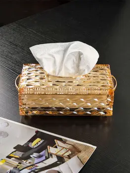 

Tissue Box European-Style Glass Creative Living Room Home Decoration Drawer Box Home Fashion Decoration Modern Napkin Box