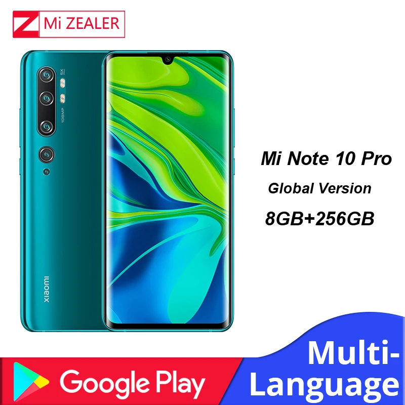 Оригинальная глобальная версия Xiaomi Mi Note 10 Pro смартфон 8 ГБ ОЗУ + 256 Гб ПЗУ 5260 МП