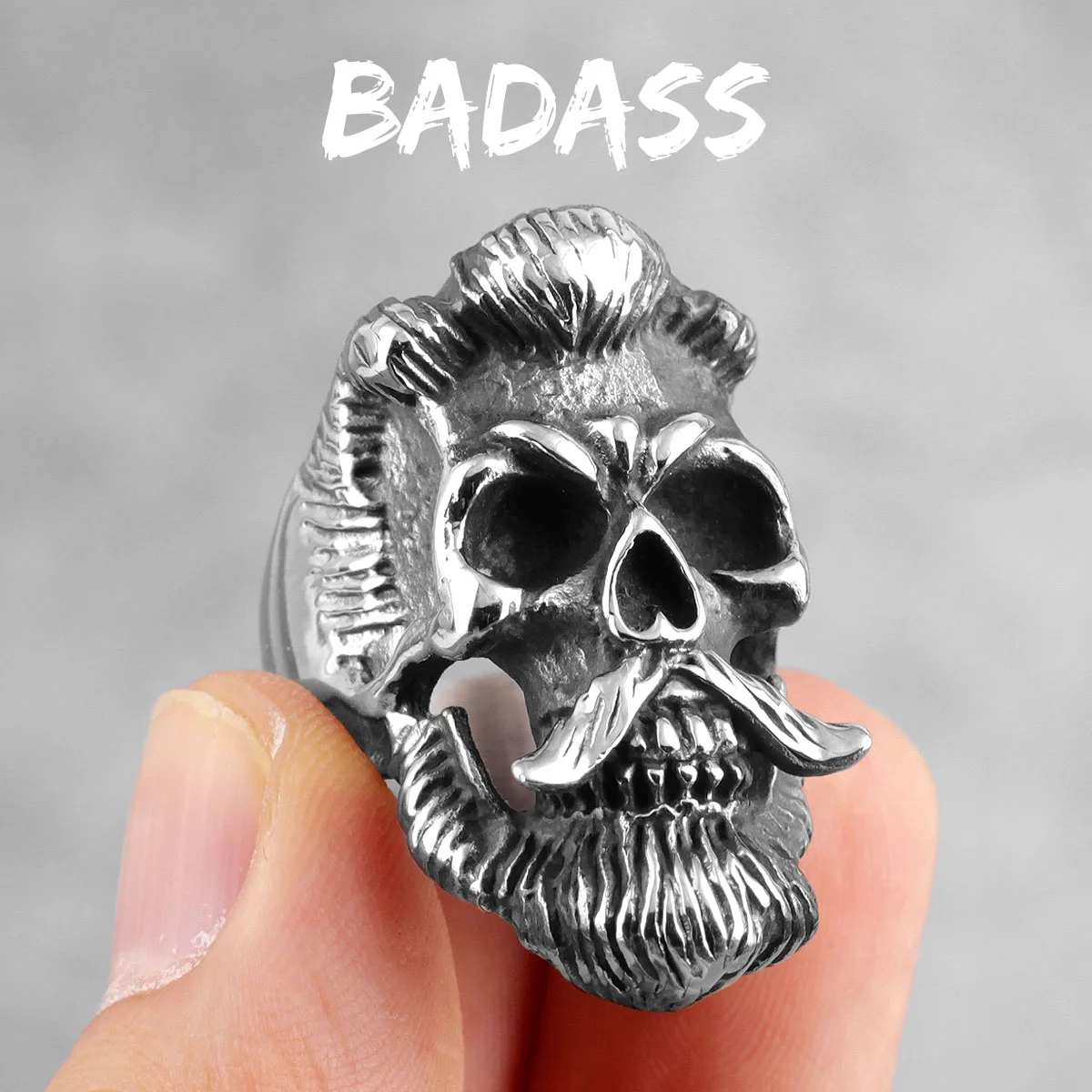 Men's Gothic Stainless Steel Skull Ring - Punk Hip Hop Jewelry Gift