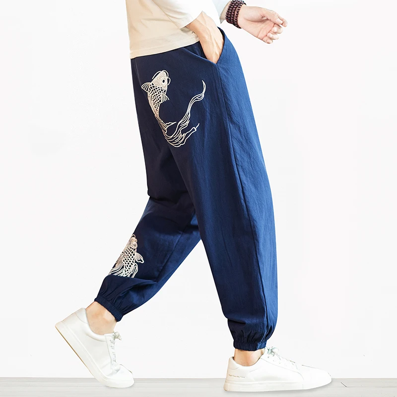 Men Harem Pants 2020 New Fashion Embroidery Man Casual Loose Pants Hip Hop Streetwear Cotton Linen Male Trousers 5XL Men Harem Pants 2020 New Fashion Embroidery Man Casual Loose Pants Hip Hop Streetwear Cotton Linen Male Trousers 5XL