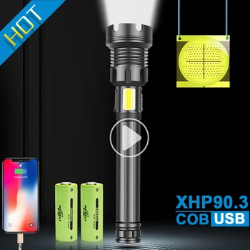 

Most powerful flashlights led COB plus XHP90.3 flashlight led torch XHP50 usb Rechargeable 18650 26650 flash light XHP90 XHP70