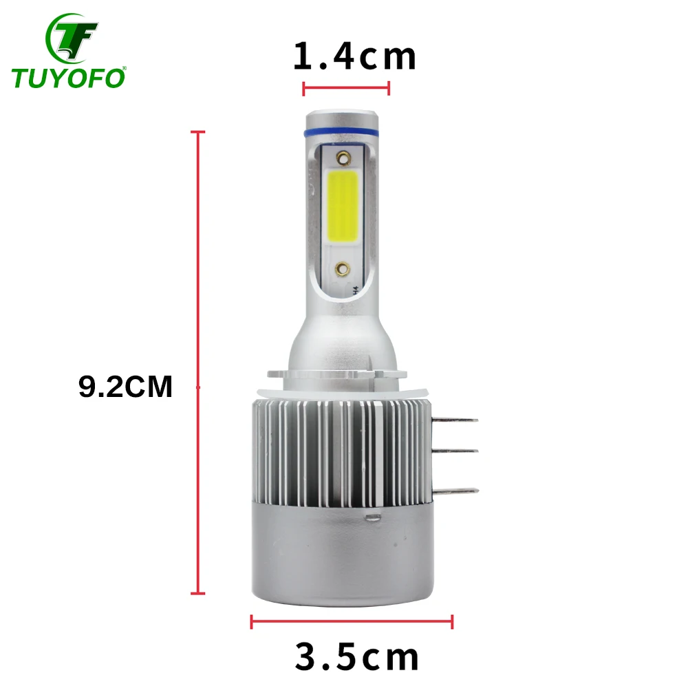 Tuyofo 2 шт. автомобильная лампа H15 светодиодная фара 6000K COB LED 72 Вт 10000LM беспроводной