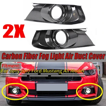 

High quality 1Pair Real Carbon Fiber Front Rear Bumper Fog Lamp Light Covers Tail Trims for Ford for Mustang 2015 2016 2017 2018
