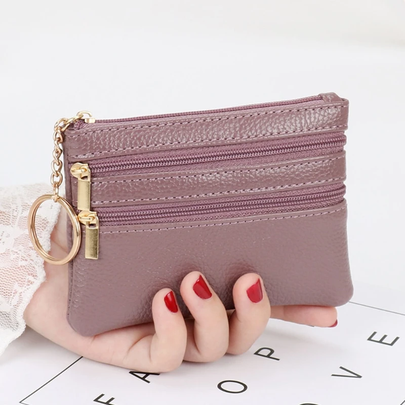 PU Leather Small Coin Purse Casual Wallet Coin Money Credit Card Key Holder Zipper Bag For Women Girl