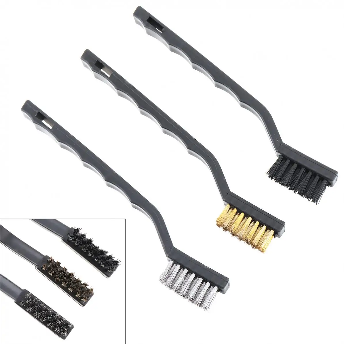 Cleaning Brush 3pcs/lot Mini Wire Brush Set Nylon Wire Brass Stainless Steel for Cleaning Scrubbing