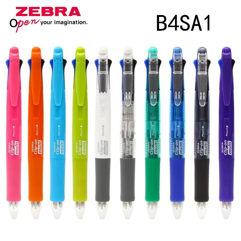 Зажим Zebra B4SA1 4 цвета 0 7 мм шариковая ручка (черный синий красный зеленый) + карандаш