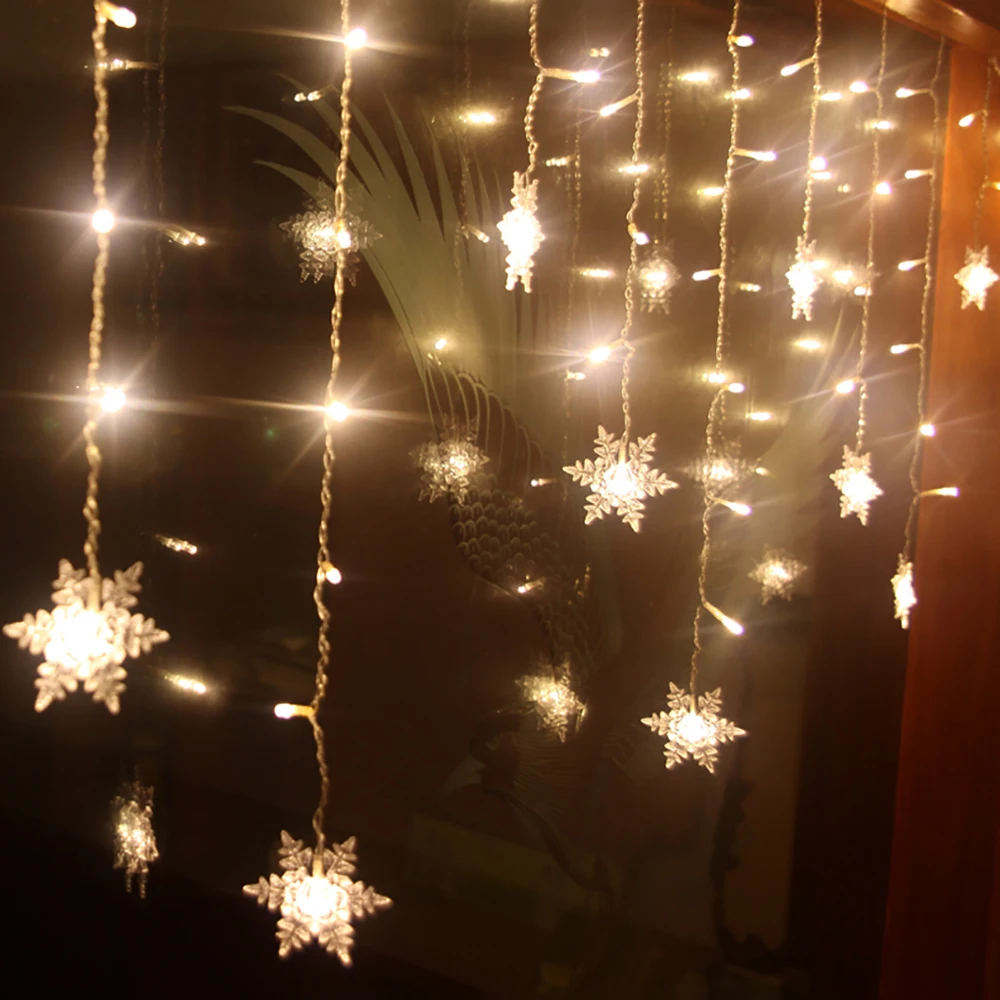 

Sale LED String lights Curtain Lamps 110V US Plug Snowflake Connectable Wave Fairy Light For Christmas Room Home Decoration D30