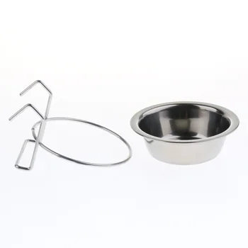 

Bird Parrot Stainless Steel ing Cup Food Feeding Bowl Cage Accessories