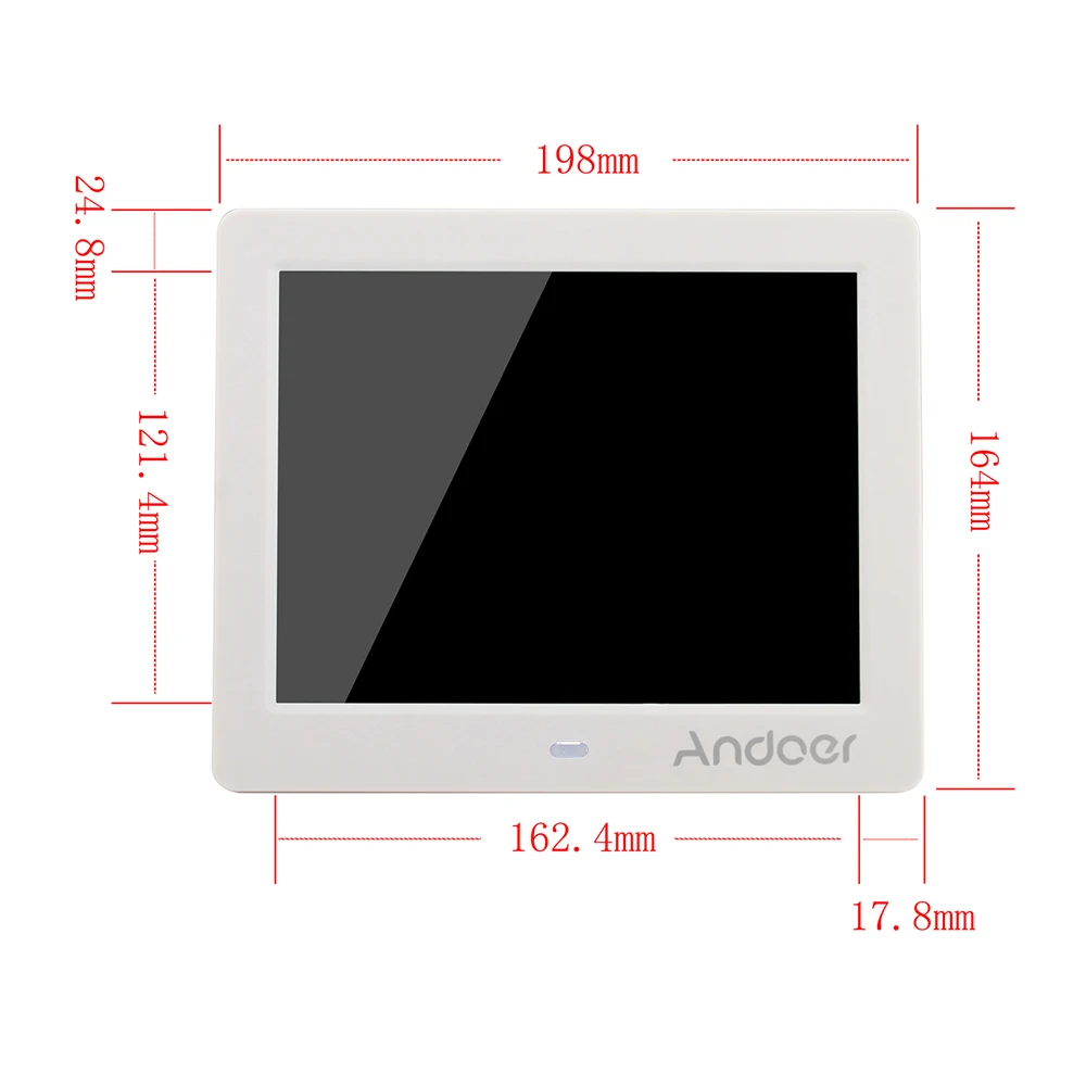 Andoer 8" HD Wide Screen High Resolution Digital Photo Picture Frame Alarm Clock MP3 MP4 Movie Player with Remote Control