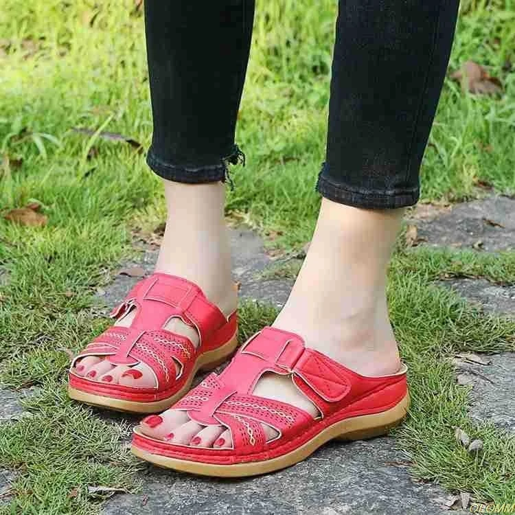 

Women Sandals Casual Women Shoes Fashion Wedge Sandals Open Toe Solid Soft Leather Mother Shoes Ladies Slippers Women Flat Shoes