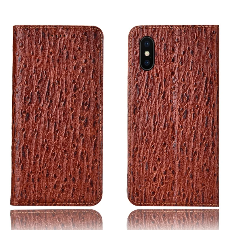 Ультратонкий чехол из натуральной кожи с узором страуса и отделением для карт Apple