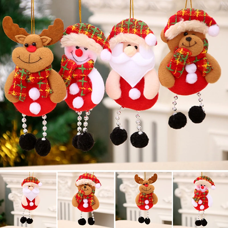 Colgante de árbol de Navidad para hombre muñeco de nieve, ciervo, oso, muñeco de tela, pequeño colgante, decoración de regalo de Navidad CLH @ y adornos en forma de