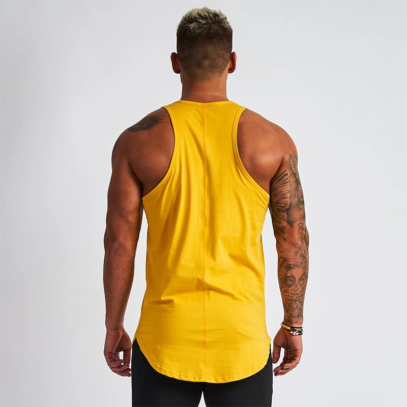 Gyms Tank Tops Men Elastic Cotton Vest O-Neck Gyms Tank Top Men Sleeveless Shirts Muscle Fitness Tops