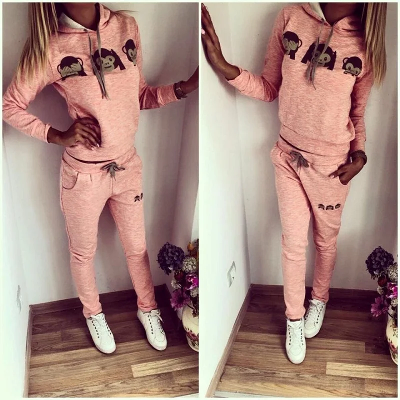 Conjunto agasalho feminino queen com capuz, moda