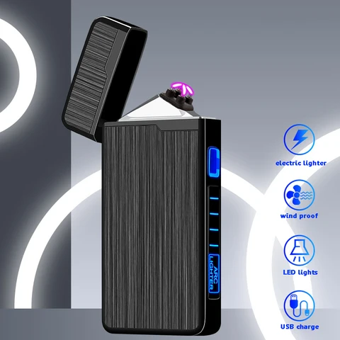 Electric Lighter Cigarette USB Rechargable Plasma Dual ARC For Smoking Windproof Flameless Lighter
