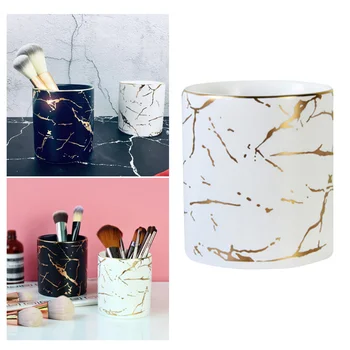 

Marbled Lightning Pen Holder Delicate Ceramic Storage Cup Desktop Storage Container Nordic Style Pen Holder Cosmetic Brushes Sto