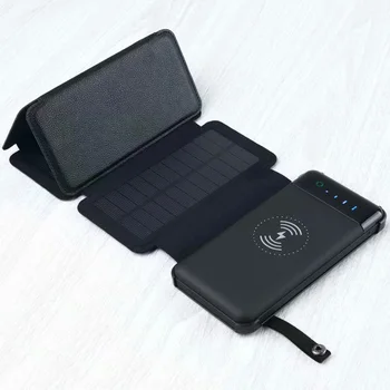

Portable Qi Wireless Charger LED Solar Power Bank Outdoor Detachable Foldable Waterproof Solar Panel Charger 12000mAh for Phones