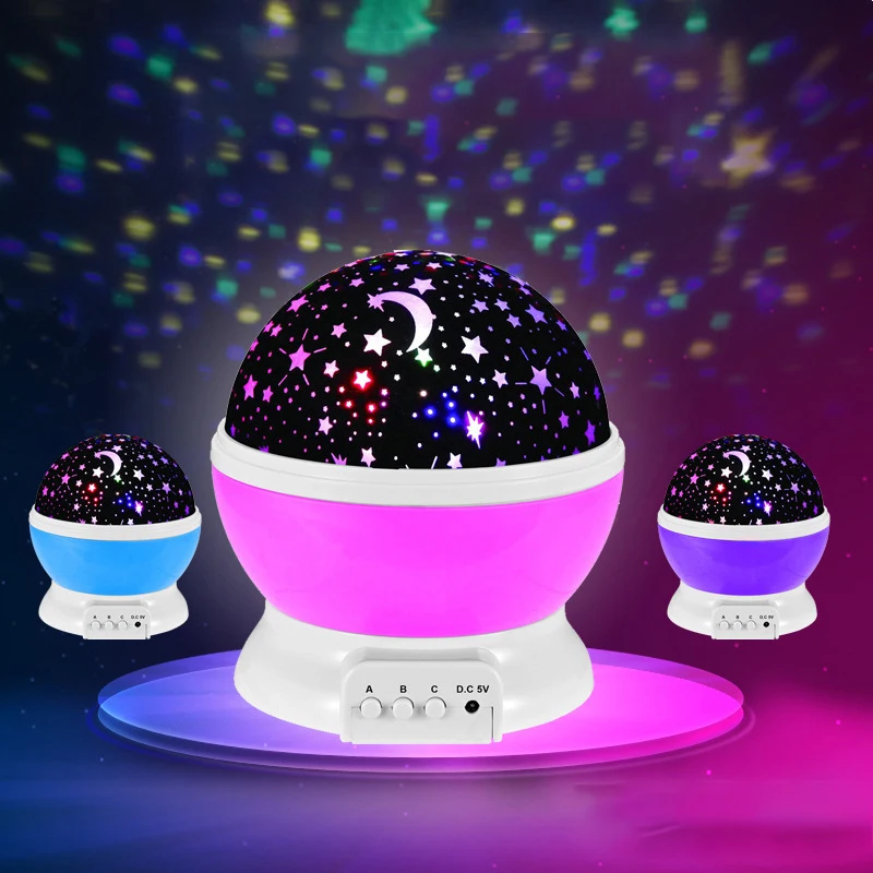 Star Sky Projector LED Galaxy Night Light Starry Lights Rotating Star Moon Night Lamp Battery Decoration for Home Baby Gifts 3