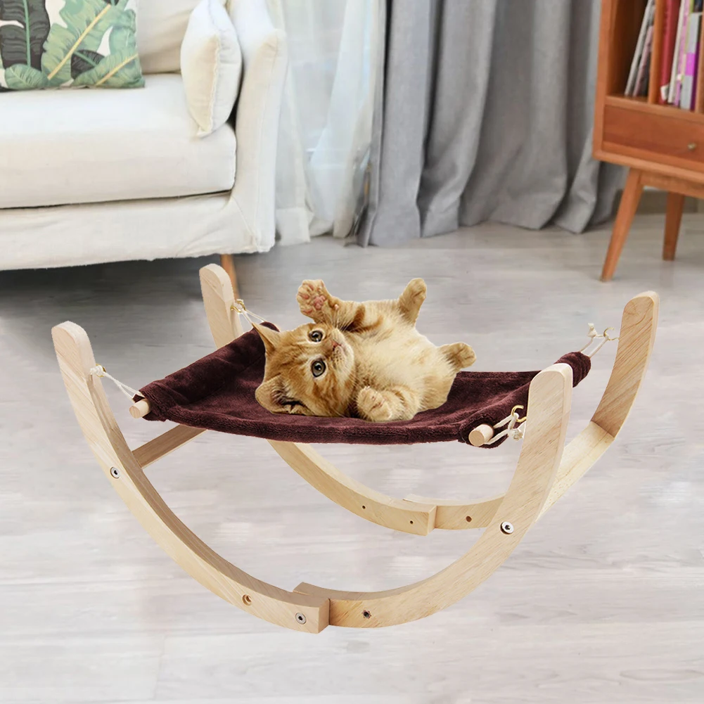 Pet Dog Puppy Cats Soft Wood Hammock Swing Sleeping Mat Cushion Hanging Bed