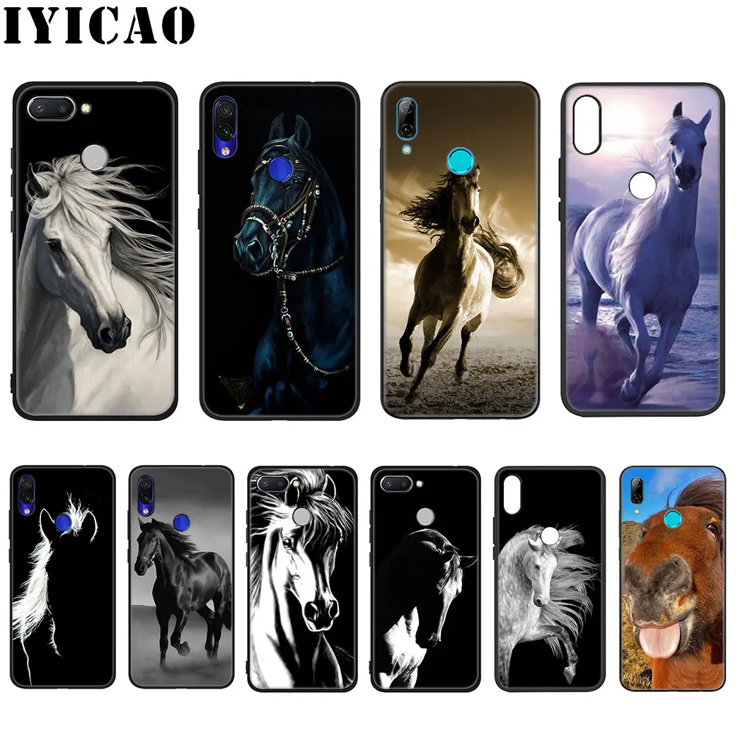 Black white Horse Art Soft Silicone Case for Xiaomi Redmi Go S2 K20 6 Pro 8A 7 7A 6A 5A 4A 5 Plus 4X TPU |