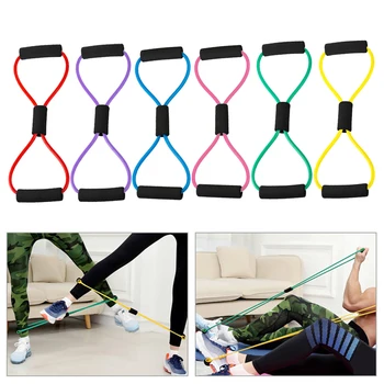 

2020 Hot Yoga 8 Word Rubber Yoga Fitness Chest Expander Rope Exercise Workout Equipment Rubber Elastic Bands for Sports Exercise