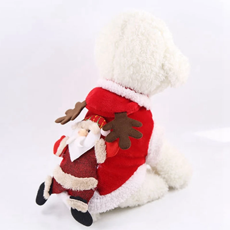 Рождественская зимняя одежда для собак куртка с капюшоном Пальто Олень Лось костюм для Мопс Чихуахуа домашний Йоркширский питомец кошка одежда для животных P