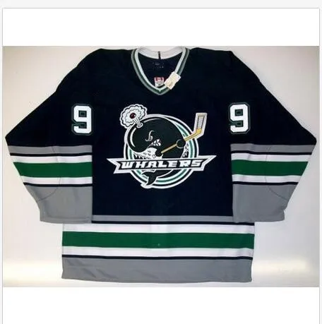 

Vintage PLYMOUTH WHALERS #9 TYLER SEGUIN Retro throwback Hockey Jersey Embroidery Stitched Customize any number and name