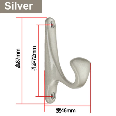 С крючком для монтажа на стене из цинкового сплава, крючки для пальто, вешалка на стену, головной убор, домашний двойной кухонный колышек, вешалка на дверь, стену - Цвет: Silver