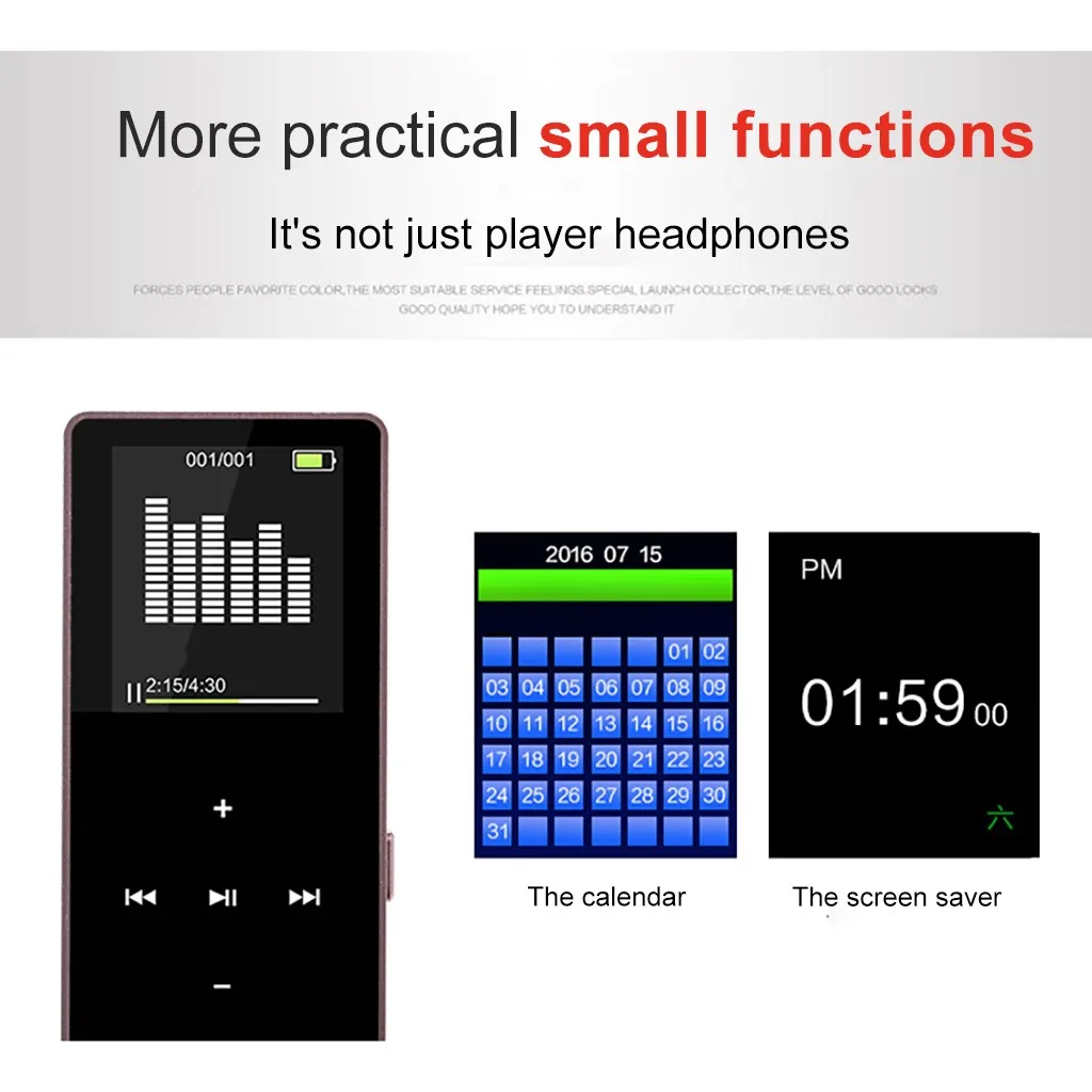 Mini Bluetooth MP3 Player HIFI Sport Music Loud Speakers MP4 Media Music playing FM Recorder radio video player built-in memory