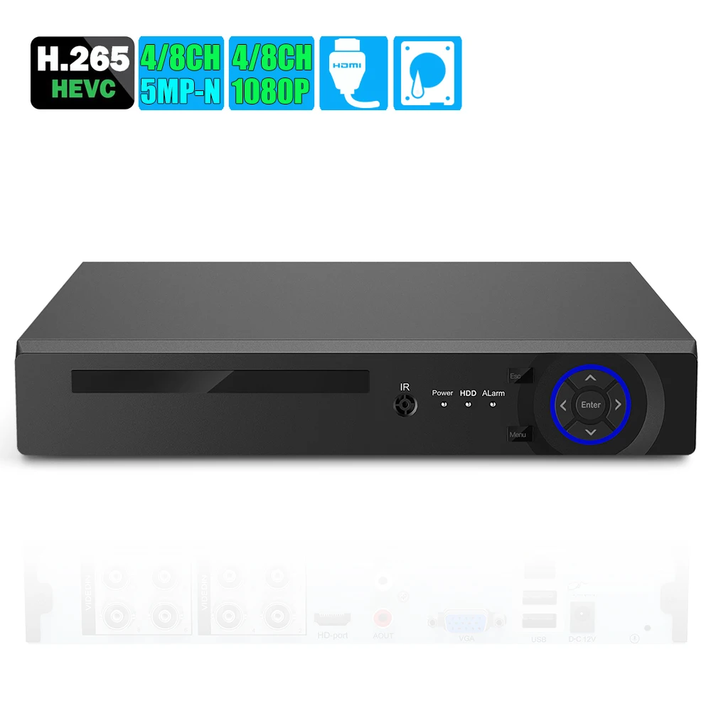 USAFEQLO 5MP-N 8CH AHD DVR 6 в 1 Гибридный H.265 видеорегистратор для 5MP/4MP 1080P TVI CVI аналоговая