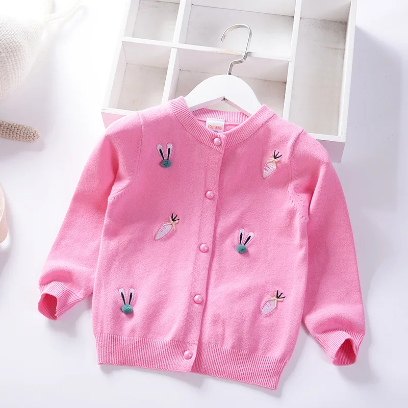

Girl'S Sweater 2019 Autumn And Winter New Style GIRL'S Baby Coat Western Style Embroidered Medium-small CHILDREN'S Knit Cardigan