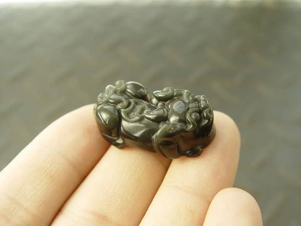 Бесплатная доставка уникальный натуральный обсидиан черный кулон китайский