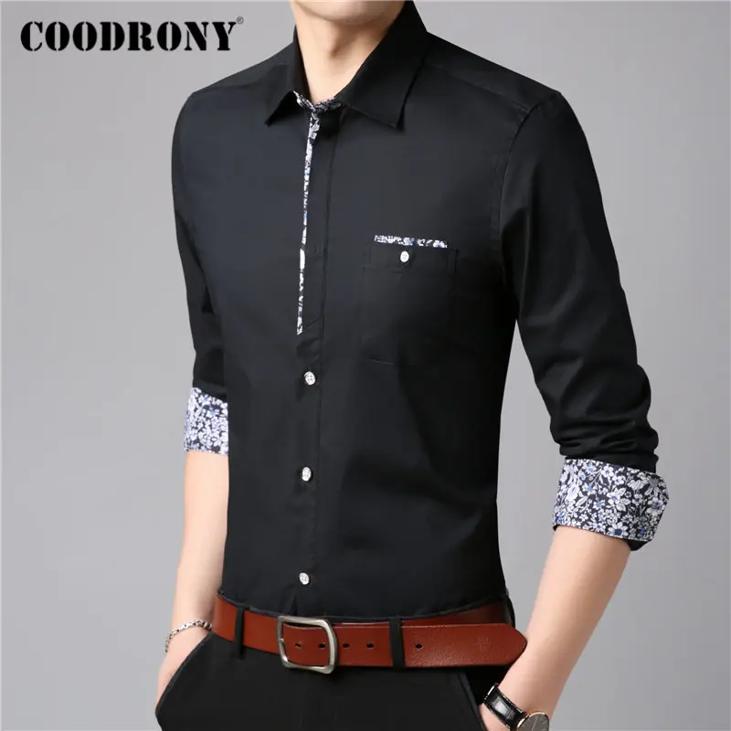 Бренд COODRONY, мужские рубашки с длинным рукавом, хлопковая Мужская рубашка, Новое поступление, деловые повседневные рубашки для джентльменов, Camisa Masculina 96099