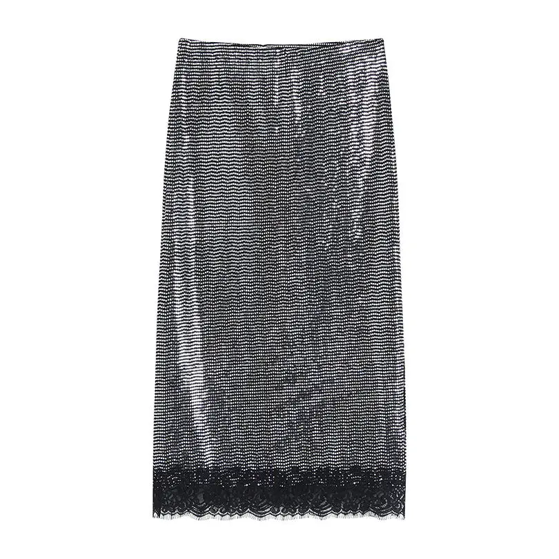 Skirts Arvinxia ZA/Новые однотонные женские юбки с блестками и кружевами, сексуальные женские юбки с высокой талией, модные блестящие вечерние юбки миди с металлическими вставками - Цвет: Skirts